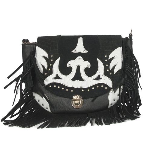 Piti Cuiti Women's Crossbody Bag Black with Tassels