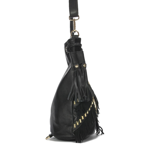 Piti Cuiti Women's Handbag Backpack Black with Tassels