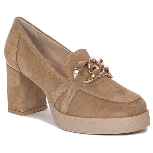 Pumps shoes for women Inofio leather Beige suede