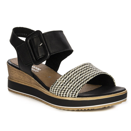 Remonte Women's Velcro Leather Black Combination Sandals