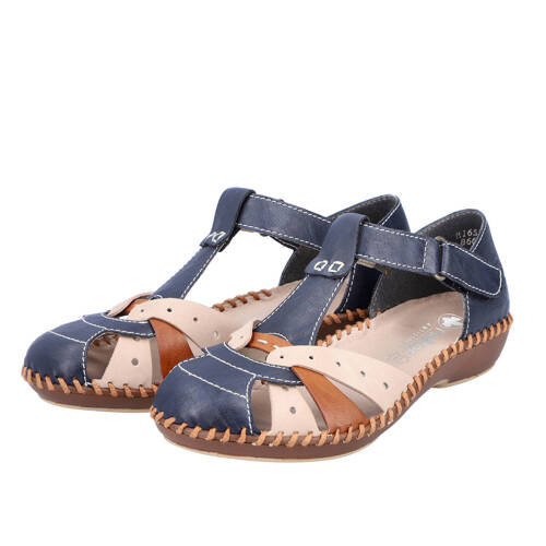 Rieker Women's Dark Blue and Beige Sandals 