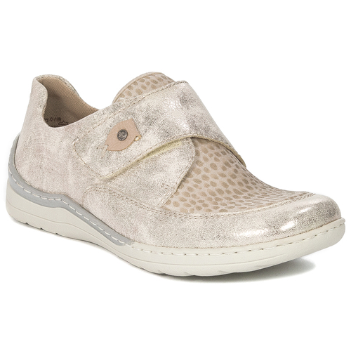 Rieker Women's Velcro Beige Combi Flat Shoes