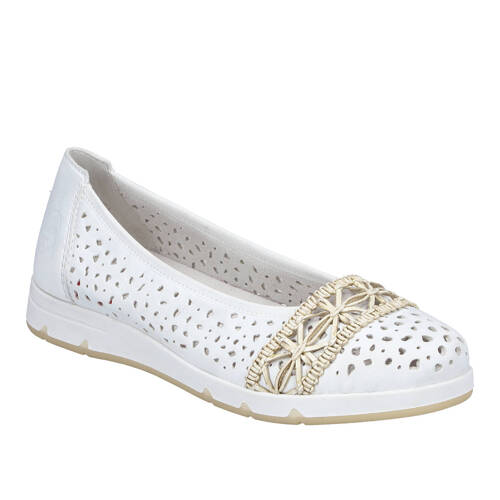 Rieker Women's White Leather Ballerinas