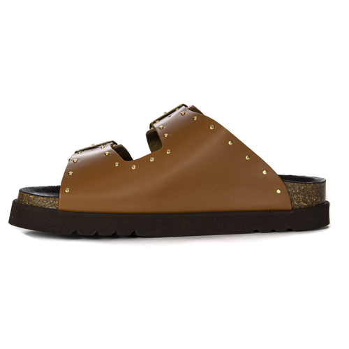 Scholl Women's leather flip-flops Beatriz Cognac