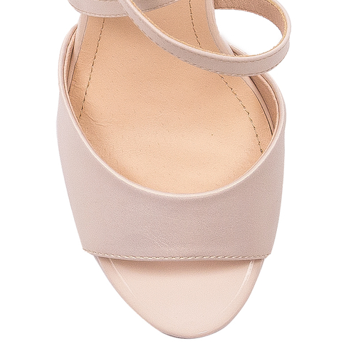 Sergio Leone Women's Sandals On A High Heel Beige Pearl