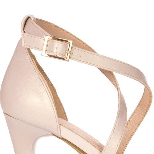 Sergio Leone Women's Sandals On A High Heel Beige Pearl