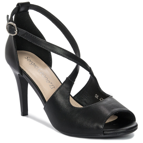 Sergio Leone women's sandals on a high heel Black PU