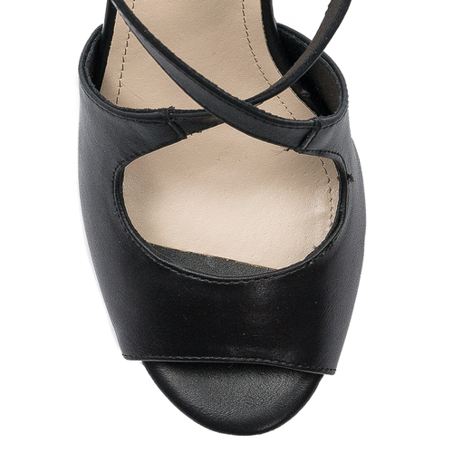 Sergio Leone women's sandals on a high heel Black PU