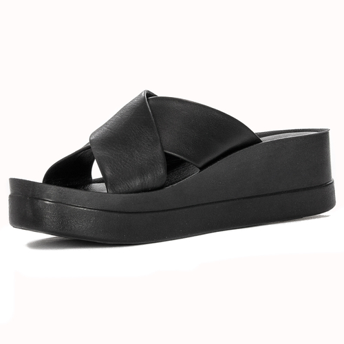 Sokolski Black Leather Slides