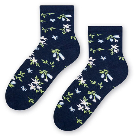 Steven 099 Navy Socks / Flowers