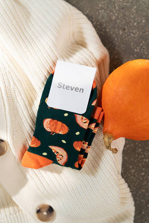 Steven 159 Dark Green / Pumpkin Socks