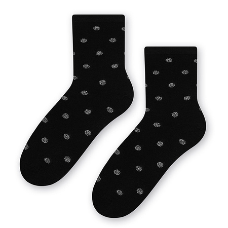 Steven Comet 066 Black Socks with Silver Dots