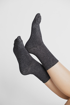 Steven Comet 066 Black and Silver Socks with Lurex