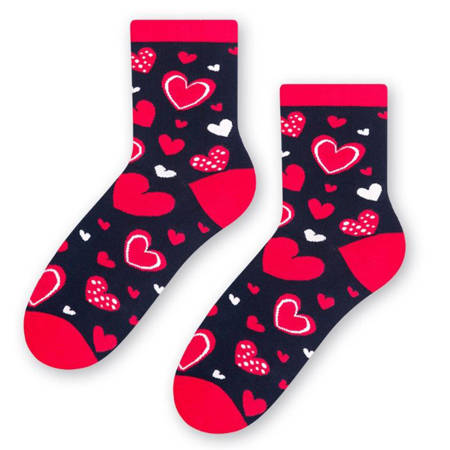 Steven art.136 Special Edition socks Valentine's Navy Blue Hearts