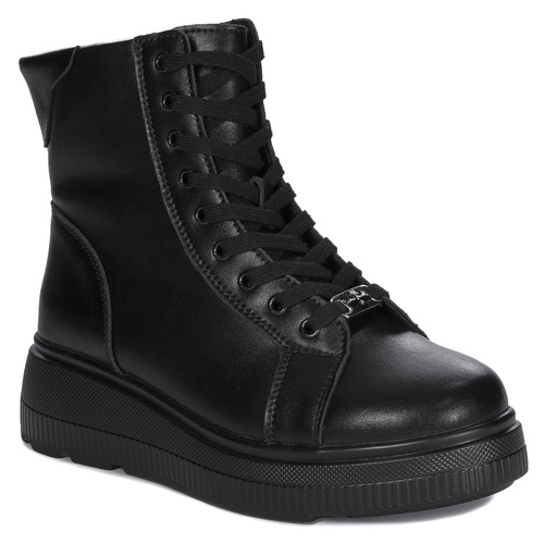 T.Sokolski Leather Women's Black Platform Boots