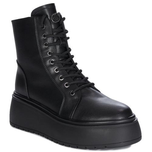 T.Sokolski Leather Women's Black Platform Boots