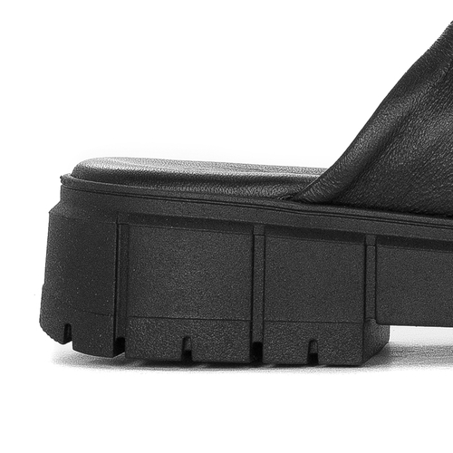 Tamaris Women's Leather Slippers On The Platform Black