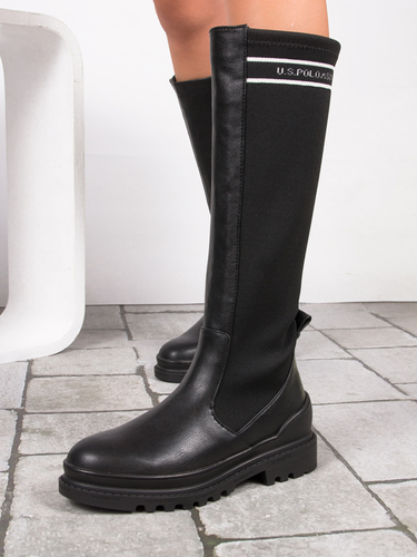 U.S.Polo Assn. Black women's boots with a flexible uppers to the knees