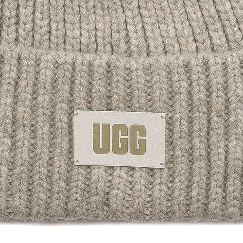 UGG 20165-LGRY W Chunky Rib Knit Beanie W Pom Light Gray