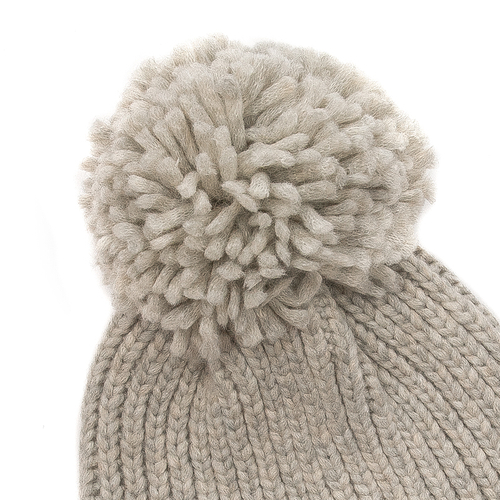 UGG 20165-LGRY W Chunky Rib Knit Beanie W Pom Light Gray