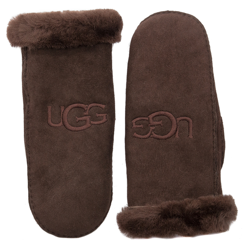 UGG Burnt Cedar Gloves In Shearling Embroider Mitten