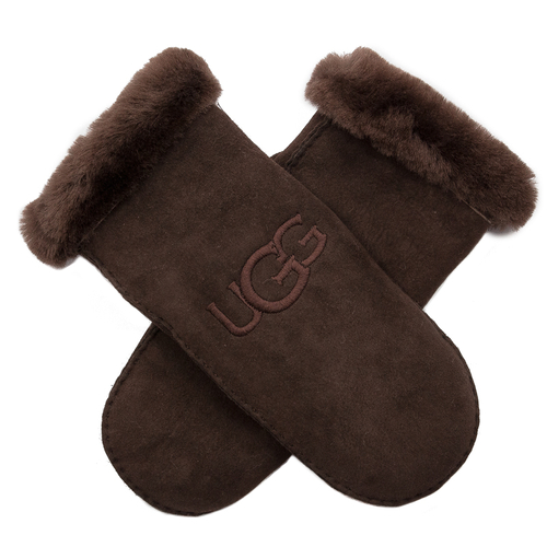 UGG Burnt Cedar Gloves In Shearling Embroider Mitten