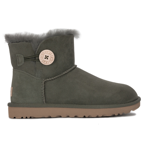 UGG MINI BAILEY BUTTON II FOREST NIGHT insulated Green leather boots