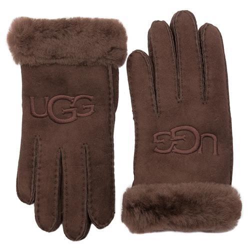 UGG Women's Brown  Gloves 20931 W SHEEPSKIN EMBROIDER GLOVE Burnt Cedar