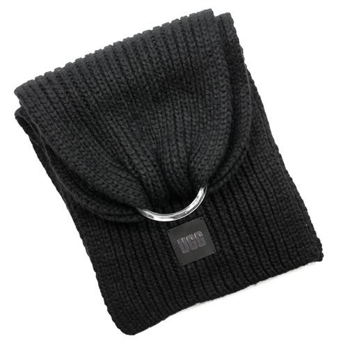 UGG Women's Scarf Black 20166 Chunky Rib Knit