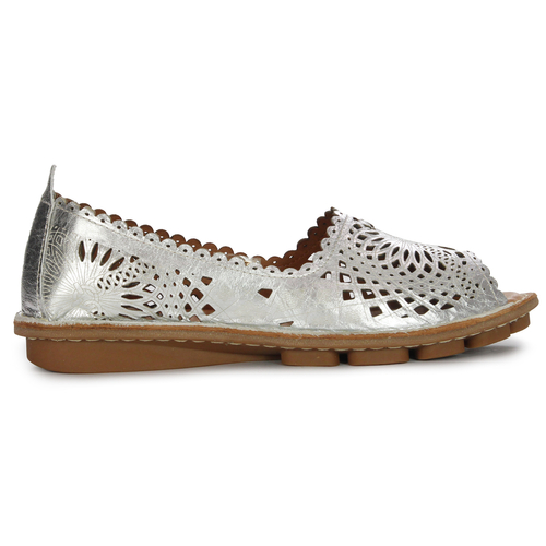 Vacarro Women's openwork leather half shoes silver