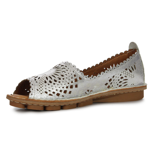 Vacarro Women's openwork leather half shoes silver