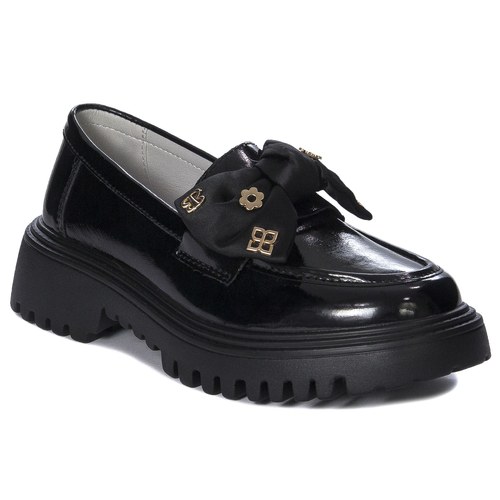 Women's Black leather shoes Artiker on the platform