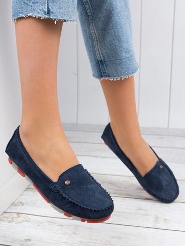 Women's Moccasins Filippo leather velor Navy Red