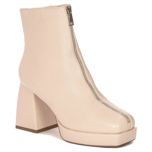 Women's beige high-heeled boots