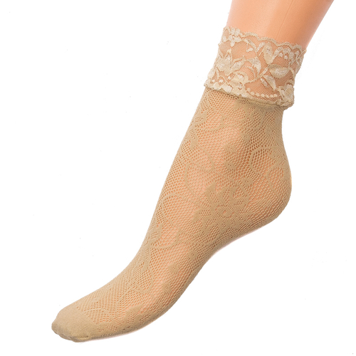Women's fishnet socks Magnetis Collant III openwork beige lace
