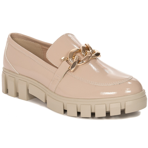 Women's loafers shoes with a chain Sergio Leone Beige
