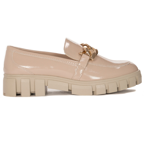 Women's loafers shoes with a chain Sergio Leone Beige