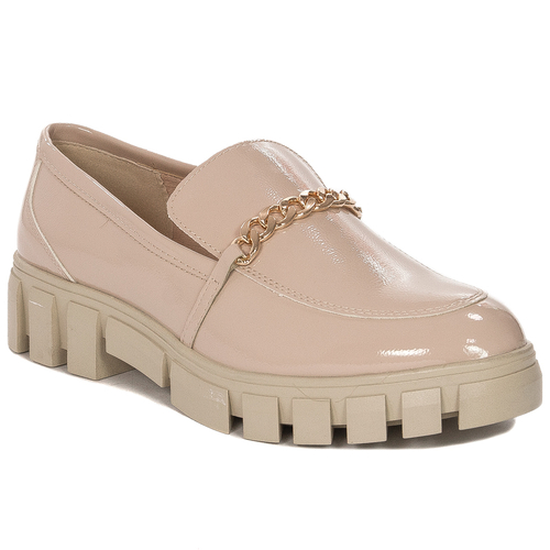 Women's loafers shoes with a chain Sergio Leone Beige MK755