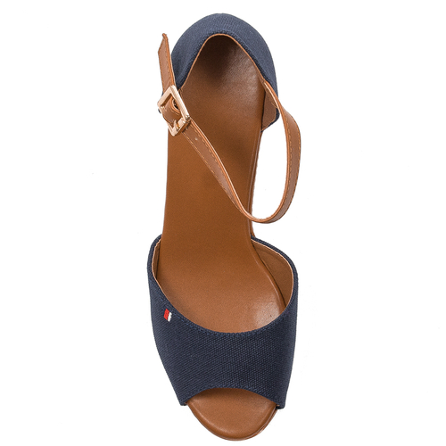 Women's sandals espadrilles navy blue wedges