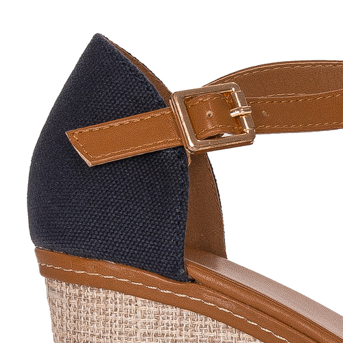 Women's sandals espadrilles navy blue wedges