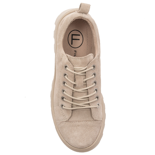 Women's shoes Filippo, leather velor on the platform Beige