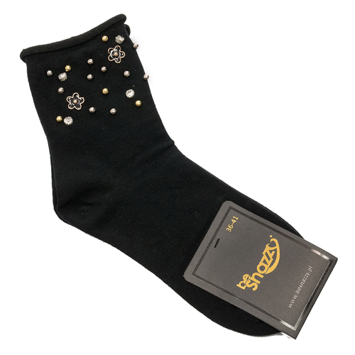Women's socks Be Snazzy SK-36 Black / Black Flowers