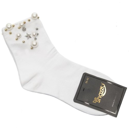 Women's socks Be Snazzy SK-39 White Pearls Gold