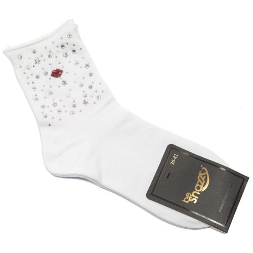 Women's socks Be Snazzy SK-39 White Sequins-Lips