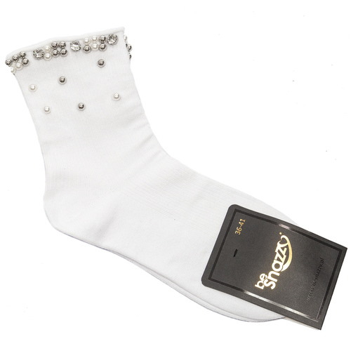 Women's socks Be Snazzy SK-39 White Silver Pearls