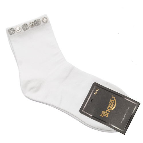 Women's socks Be Snazzy SK-39 White Strip of Flowers