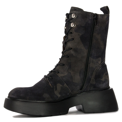 Wonders Women's Leather Boots On The Camo Platform