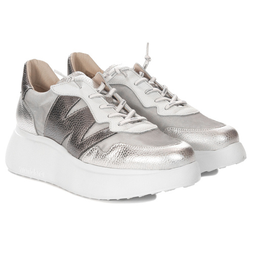 Wonders Women's Platform Half Shoes Silver