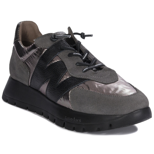 Wonders Women's Sneakers half shoes Gris Metal Peltre Negro