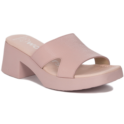 Wonders Women's leather mules Wild V Rosa pink